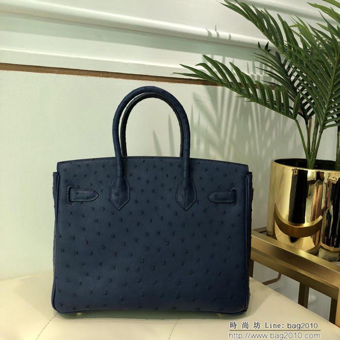 HERMES愛馬仕 鉑金包 Birkin 30 南非原產KK級鴕鳥皮 頂級工藝 手縫蠟線 時尚手提肩背包  Ama1416